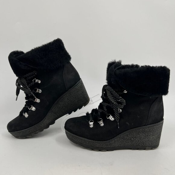J. Crew Black Cozy Lace Up Suede Wedge Boots | Size 8 - Picture 10 of 10
